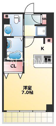 クレアツィオーネ上本町(ワンルーム/4階)の間取り写真