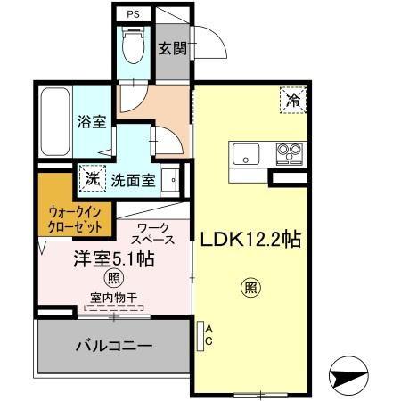 PREMILIFE都町18(1LDK/3階)の間取り写真