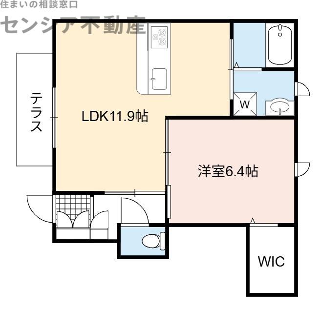 シャーメゾン稲田本町A(1LDK/1階)の間取り写真