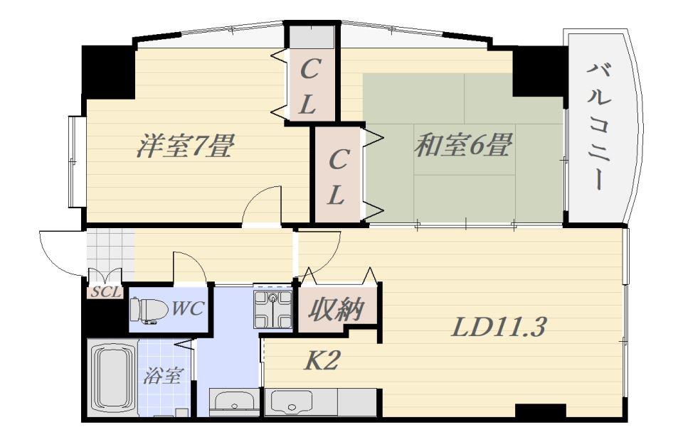 アンソレイユ桂(2LDK/5階)の間取り写真