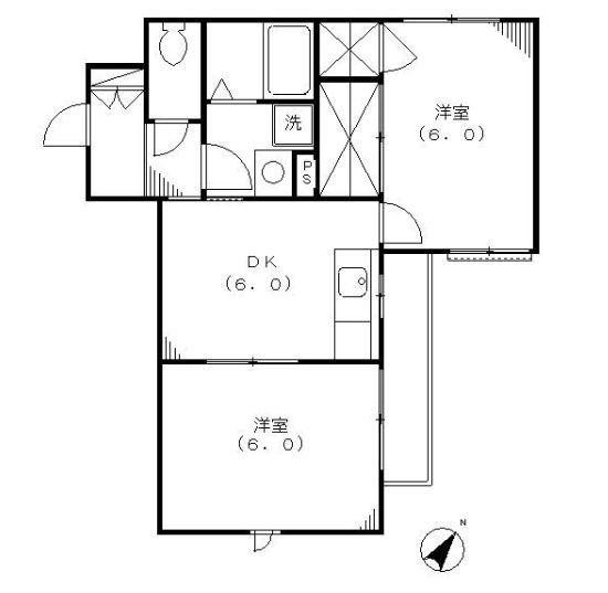 CASA新川崎(2DK/2階)の間取り写真