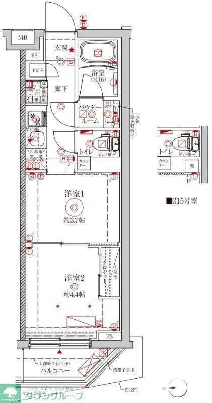 クレイシアIDZ中野野方(2K/3階)の間取り写真