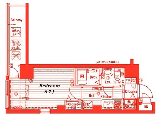ガラ・シティ横浜西口(1K/2階)の間取り写真