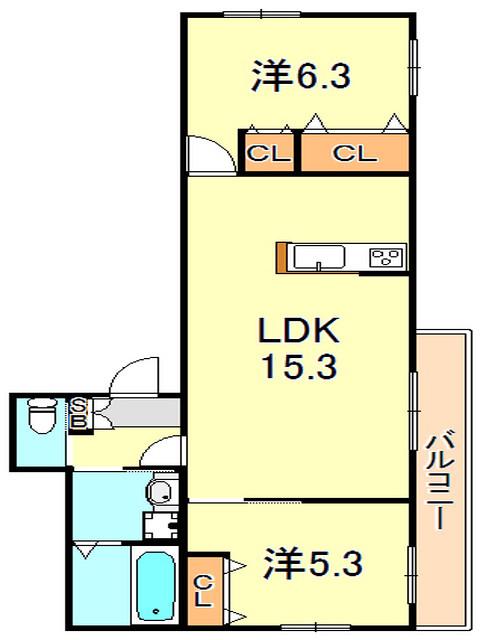 へーベルメゾン西明石II(2LDK/1階)の間取り写真