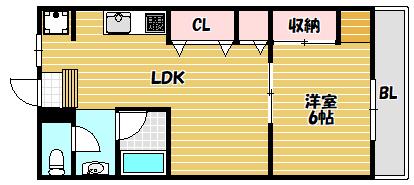 ヴィラクレスト(1LDK/3階)の間取り写真