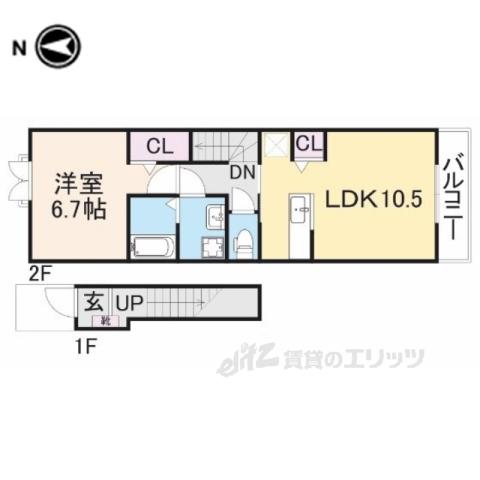 イル ディーヴォⅠ(1LDK/2階)の間取り写真