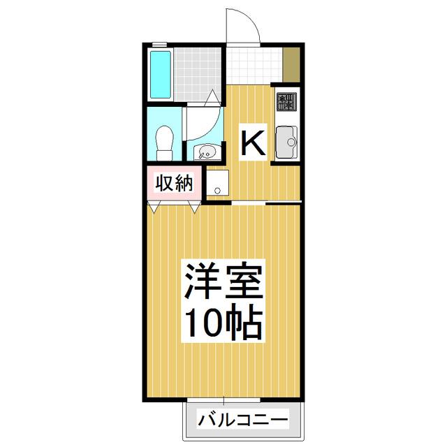 リビングタウン広丘A棟(1K/2階)の間取り写真