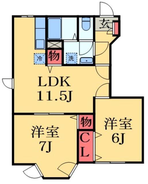 グリーンハイツイマイⅡ(2LDK/1階)の間取り写真