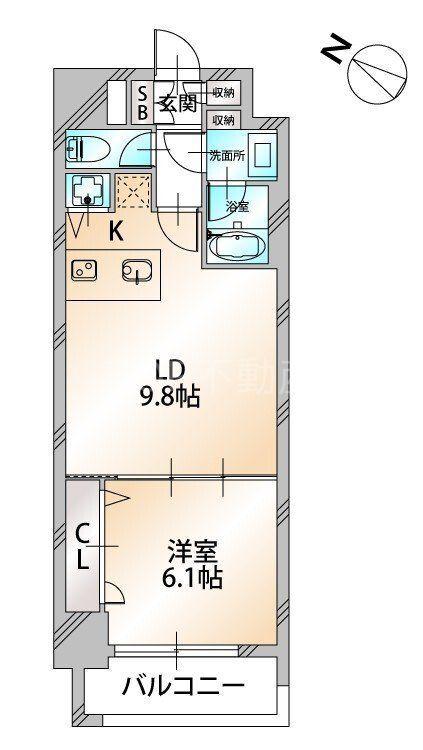 KDX千葉中央レジデンス(1LDK/9階)の間取り写真