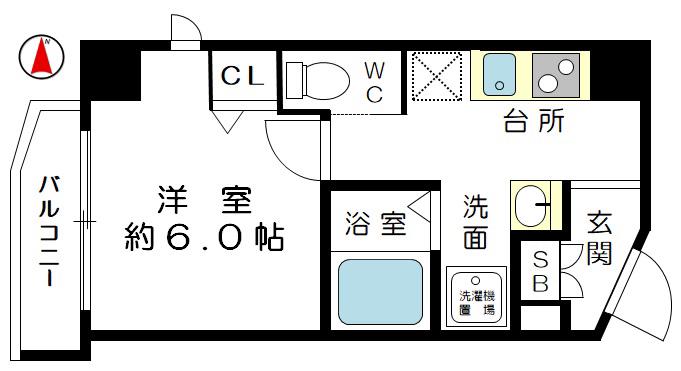 コンフォート滝川公園(1K/7階)の間取り写真