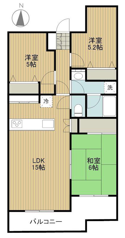 レインボーヒルズ(3LDK/4階)の間取り写真