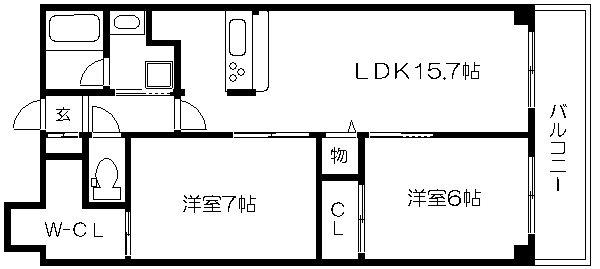 GRAND ETERNA京大正門前グランエターナキョウダイセイモン(2LDK/2階)の間取り写真