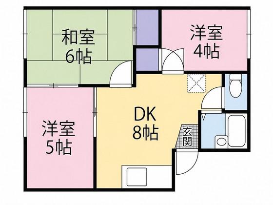 カーサ新屋敷 A(3DK/2階)の間取り写真