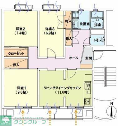 コリノ洗足池(3LDK/2階)の間取り写真