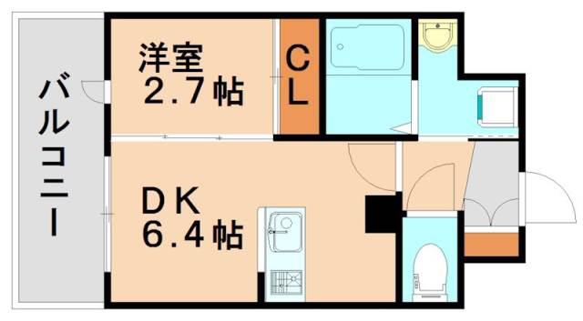 アンピールメゾン春日原駅(1DK/2階)の間取り写真