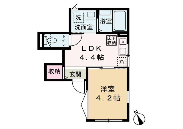 明和レジデンス(1DK/1階)の間取り写真
