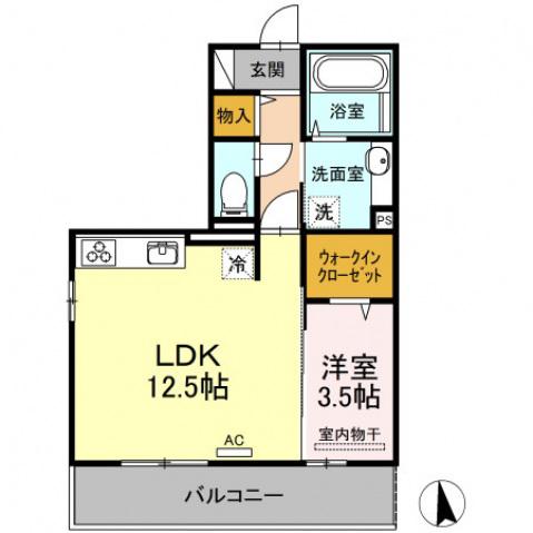 A&M朝生田(1LDK/2階)の間取り写真