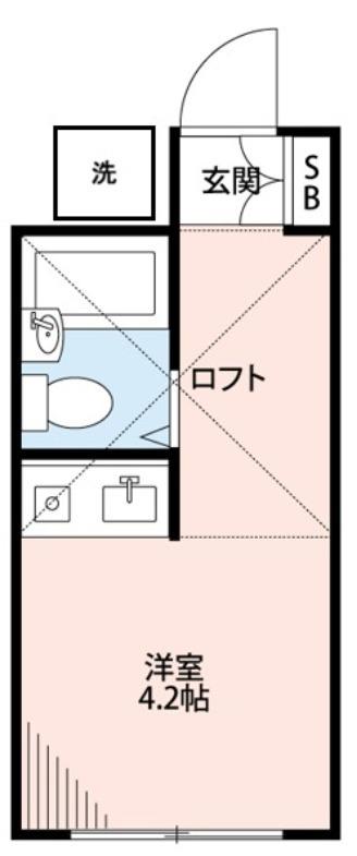 シオンハウス(ワンルーム/2階)の間取り写真