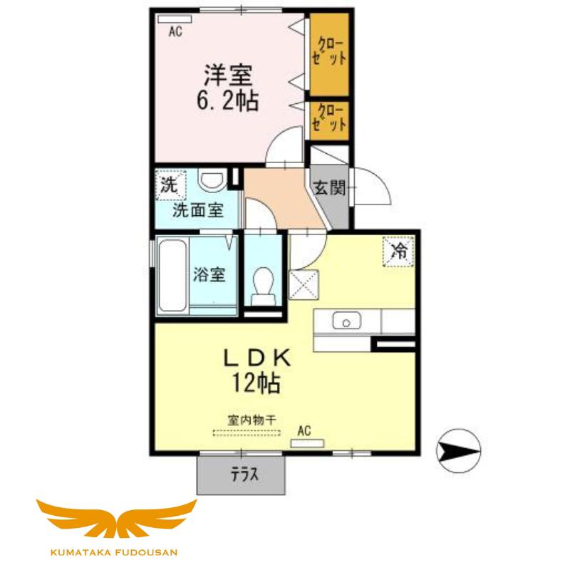 オーキッド八王寺(1LDK/1階)の間取り写真
