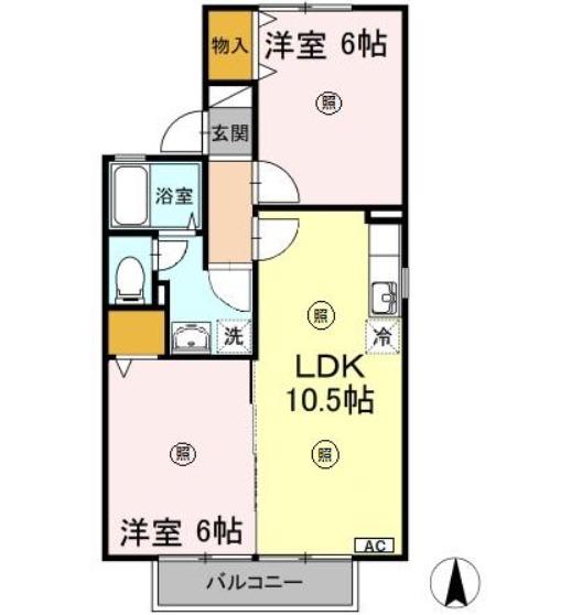 セジュールたさきA・B(2LDK/2階)の間取り写真