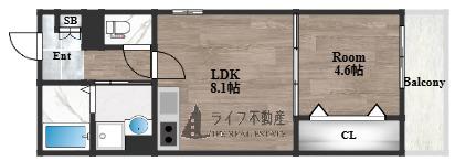 SOAR MORINOMIYA(1LDK/1階)の間取り写真