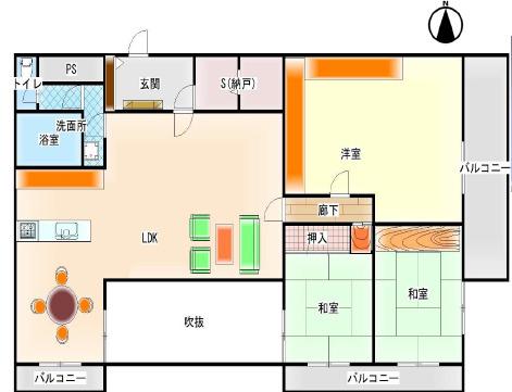 堺筋道頓堀グリーンコーポラス(3SLDK/13階)の間取り写真