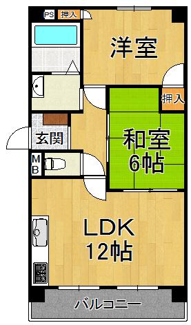 グランディア西宮浜(2LDK/4階)の間取り写真