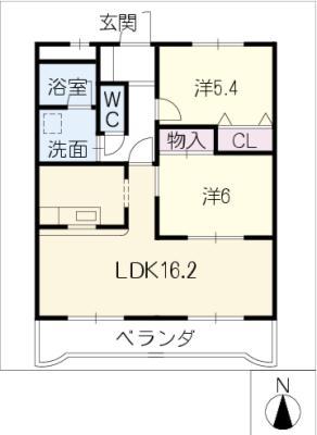 グレイスコートA(2LDK/2階)の間取り写真