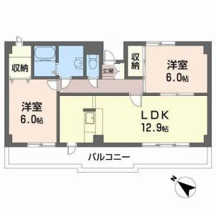 クレールI・K(2LDK/2階)の間取り写真