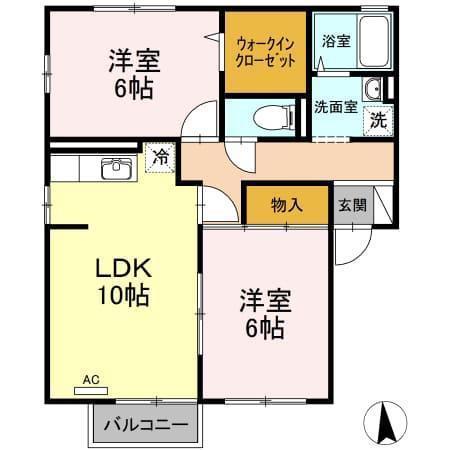 サンステージ八橋(2LDK/1階)の間取り写真