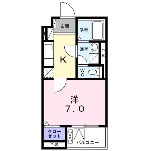 エミナール(1K/4階)の間取り写真