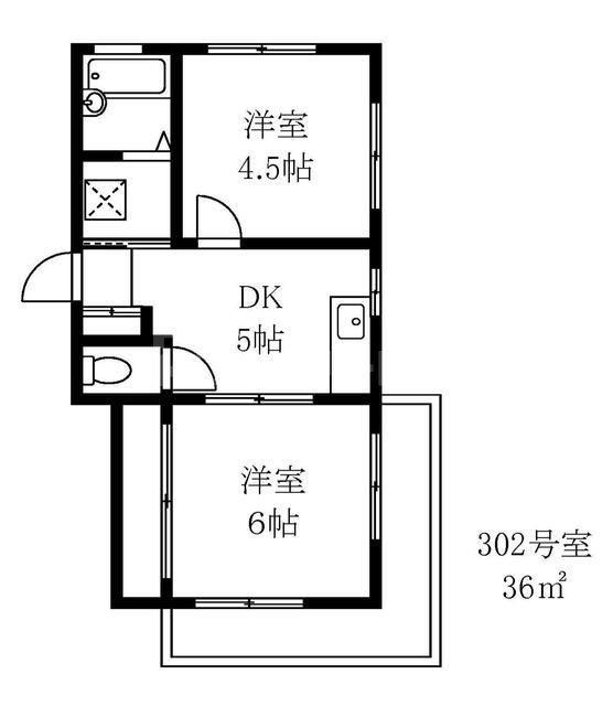 エルハイツ第6テラジマ(2DK/3階)の間取り写真