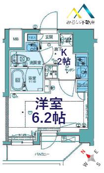 リヴシティ横濱新川町弐番館(1K/9階)の間取り写真