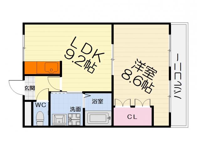 ライブリーハイム(1LDK/2階)の間取り写真