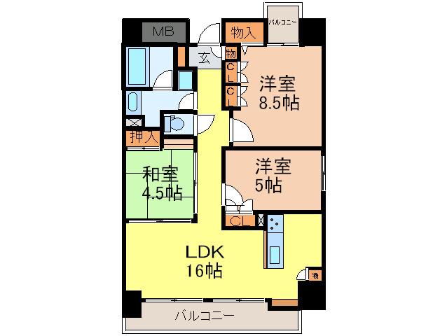 GENEROUS(3LDK/9階)の間取り写真