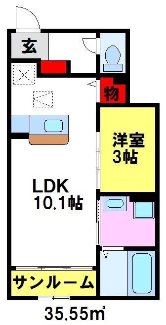 ベルアンジュ(1LDK/1階)の間取り写真