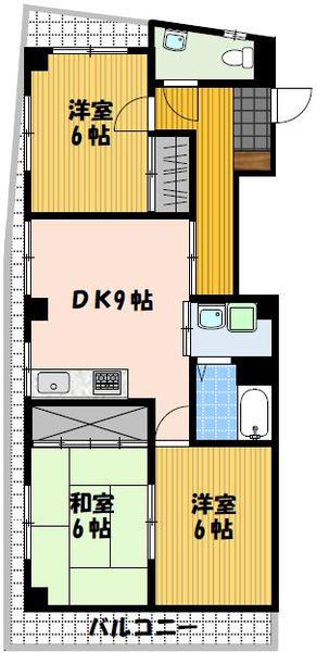 ブリリアント竹尾(3DK/2階)の間取り写真