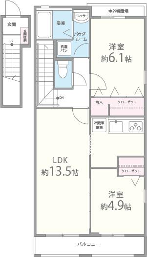 OCAILLA(2LDK/2階)の間取り写真