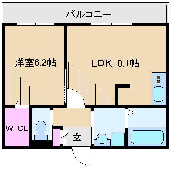 ハーミットクラブハウス高田(1LDK/2階)の間取り写真