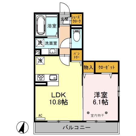 レセンテ西浦和(1LDK/2階)の間取り写真