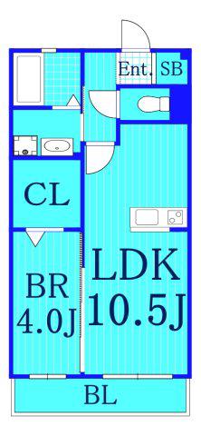 クレールマウント(1LDK/1階)の間取り写真