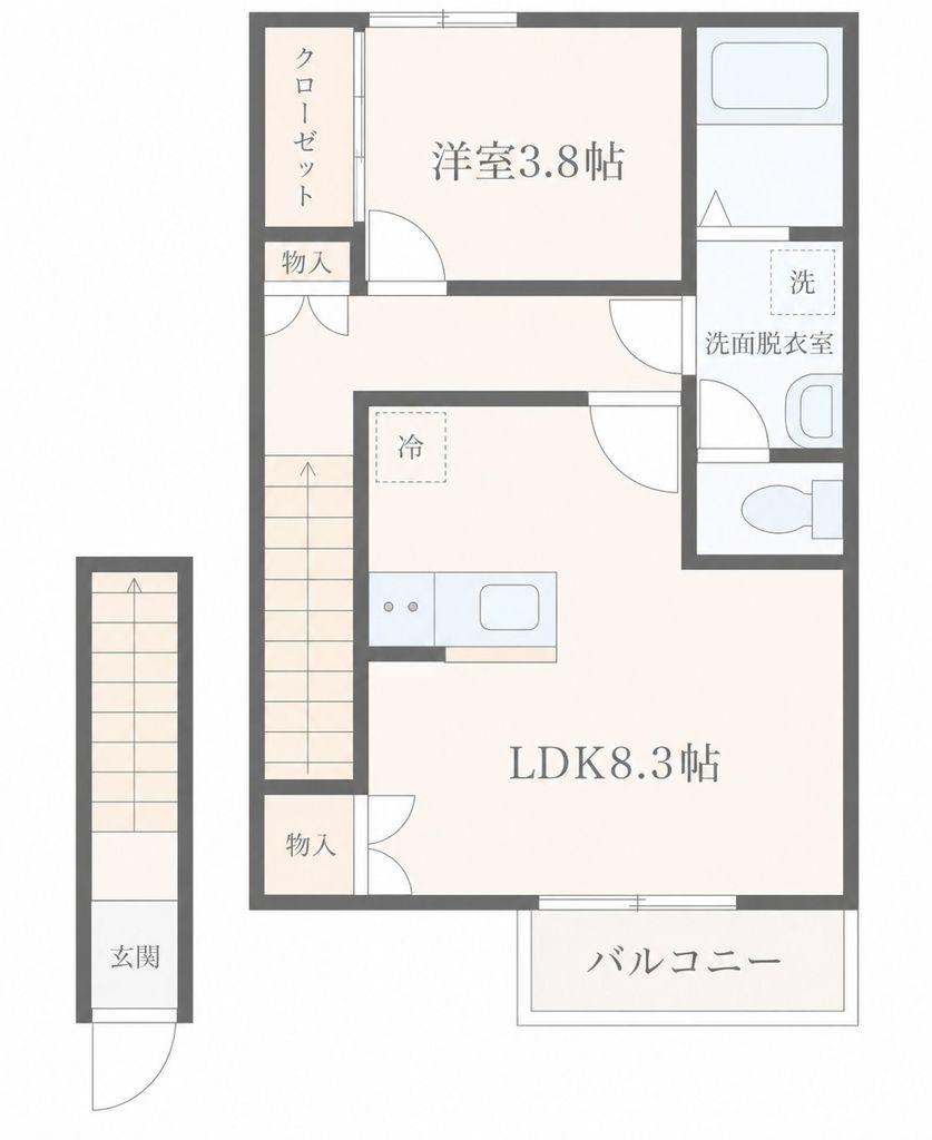 リヴェール上杉A(1LDK/2階)の間取り写真