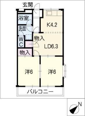 ロイヤルハイツII(2DK/1階)の間取り写真