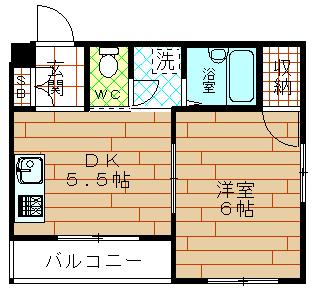 グレースハイツII(1DK/5階)の間取り写真