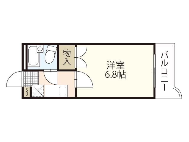 カナンハイツB棟(1K/4階)の間取り写真