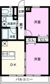 アステリア(2DK/1階)の間取り写真