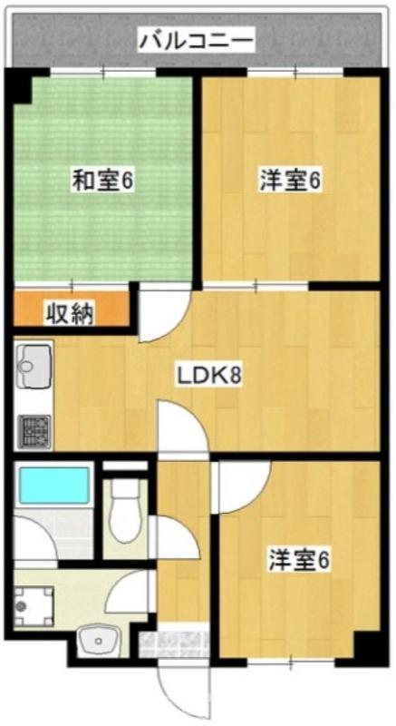 セラヴィ津久野(3LDK/4階)の間取り写真