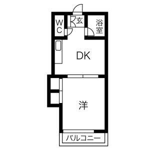 レジデンス山崎(1DK/1階)の間取り写真