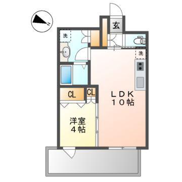 NAGOYA THE TOWER(1LDK/3階)の間取り写真