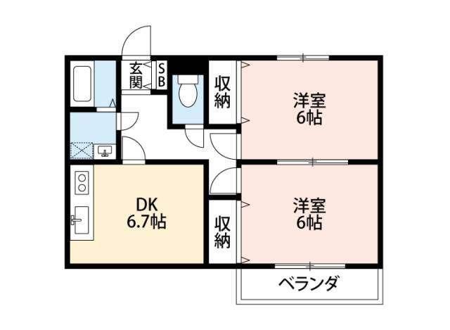 ドエル井上(2DK/2階)の間取り写真